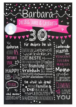 Meilensteintafel Chalkboard 30. Geburtstag Geschenk Personalisiert Geburtstagstafel Frau Mann Pink Klassik Foto.docx