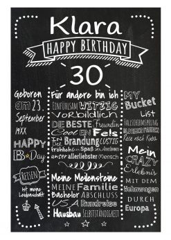 Meilensteintafel Chalkboard 30. Geburtstag Geschenk Personalisiert Mann Frau Geburtstagstafel Retro Dots