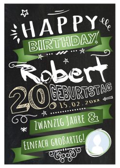 Meilensteintafel Chalkboard Geschenk 20. Geburtstag Retro Edel Mann Frau Geburtstagstafel Grün Personalisiert