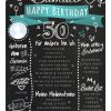 Meilensteintafel Chalkboards 50. Geburtstag Geschenk Personalisiert Happy Birthday Geburtstagstafel Türkis Mann Frau