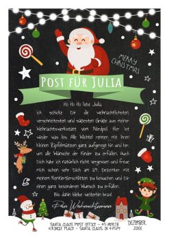 Personalisierter Brief Vom Weihnachtsmann Post Vorlage Zum Ausdrucken Chalkboard Meilensteintafel Weihnachten Grün