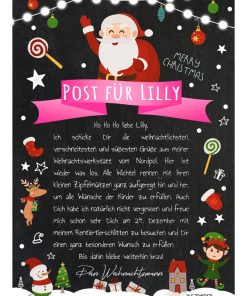 Personalisierter Brief Vom Weihnachtsmann Post Vorlage Zum Ausdrucken Chalkboard Meilensteintafel Weihnachten Pink