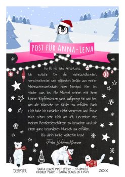 Brief Vom Weihnachtsmann Post Vorlage Zum Ausdrucken Meilensteintafel Personalisierbar Nordpol Pink