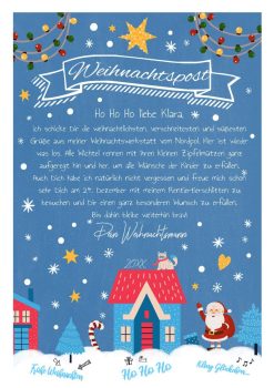 Brief Vom Weihnachtsmann Vorlage Post Zum Ausdrucken Personalisiert Meilensteintafel Chalkboard Blaue Weihnachten 2