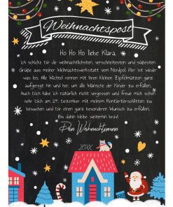 Brief Vom Weihnachtsmann Vorlage Post Zum Ausdrucken Personalisiert Meilensteintafel Chalkboard Blaue Weihnachten Design 2