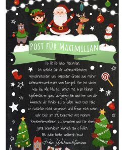 Brief Vom Weihnachtsmann Vorlage Post Zum Ausdrucken Personalisiert Meilensteintafel Chalkboard Weihnachtsparade Grün
