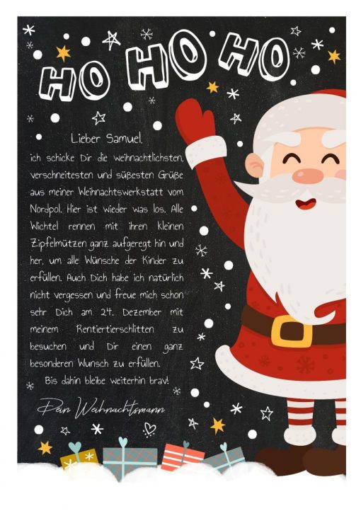 Brief Vom Weihnachtsmann Vorlage Post Zum Ausdrucken Personalisierbar Meilensteintafel Chalkboard Weihnachtsmann