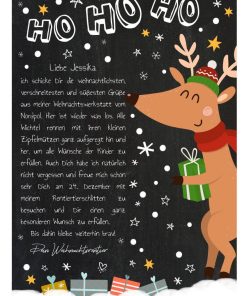 Brief Vom Weihnachtsmann Vorlage Post Zum Ausdrucken Personalisierbar Meilensteintafel Chalkboard Weihnachtsrentier