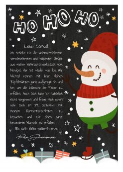 Brief Vom Weihnachtsmann Vorlage Post Zum Ausdrucken Personalisierbar Meilensteintafel Chalkboard Weihnachtsschneemann
