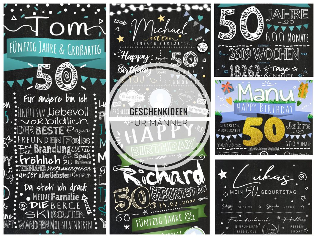 Meilensteintafel Geschenkidee Zum 50. Geburstag Für Männer Personalisiert Chalkboard Geburtstagstafel 01