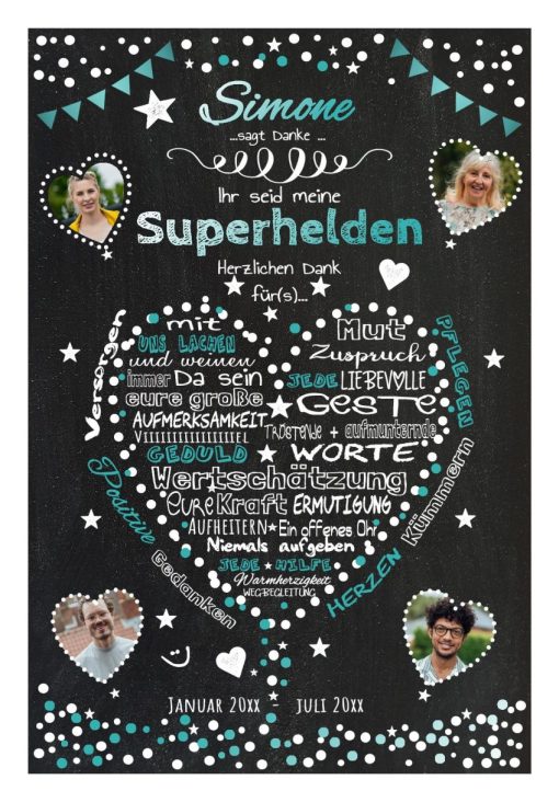 Meilensteintafel Für Krankenpfleger Altenpfleger Danke Geschenk Personalisiert Chalkboard Türkis 1