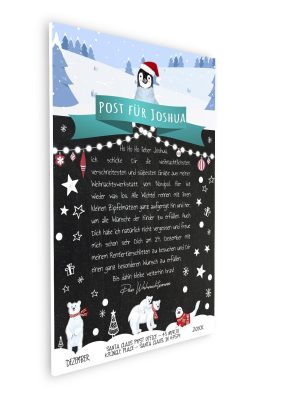Brief Vom Weihnachtsmann Post Vorlage Zum Ausdrucken Meilensteintafel Personalisierbar Nordpol Türkis 3d3