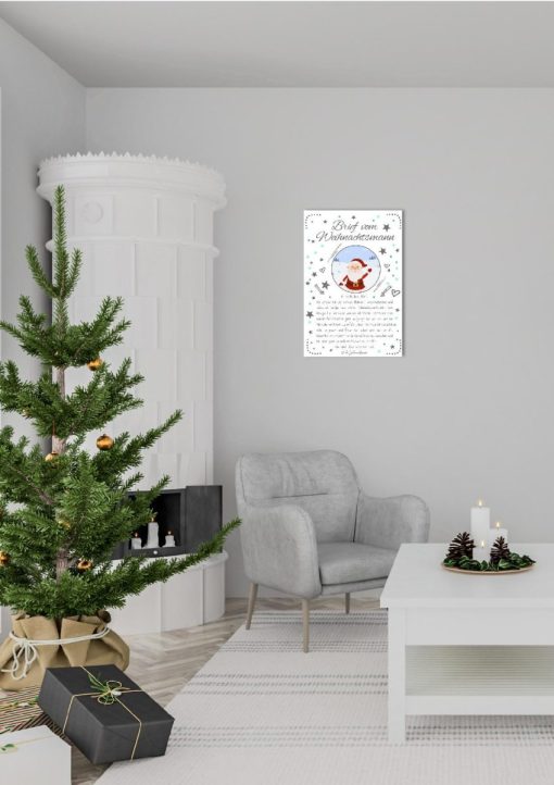 Brief Vom Weihnachtsmann Post Personalisierbar Vorlage Zum Ausdrucken Chalkboard Meilensteintafel Weihnachten Merry Xmas 3d White1