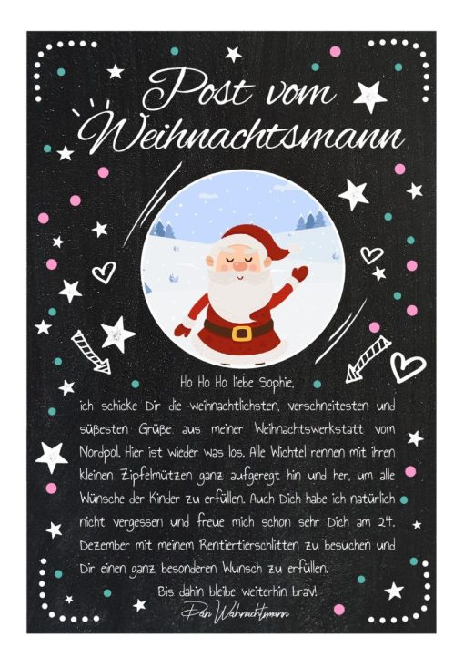 Brief Vom Weihnachtsmann Post Personalisierbar Vorlage Zum Ausdrucken Chalkboard Meilensteintafel Weihnachten Merry Xmas Rosa