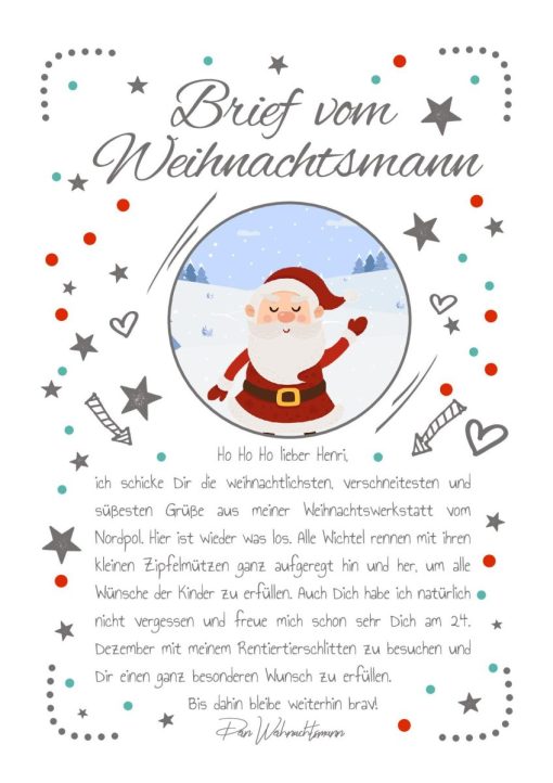 Brief Vom Weihnachtsmann Post Personalisierbar Vorlage Zum Ausdrucken Chalkboard Meilensteintafel Weihnachten Merry Xmas Rot Whiteboard