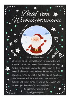 Brief Vom Weihnachtsmann Post Personalisierbar Vorlage Zum Ausdrucken Chalkboard Meilensteintafel Weihnachten Merry Xmas Türkis