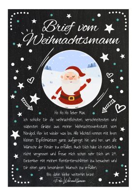 Brief Vom Weihnachtsmann Post Personalisierbar Vorlage Zum Ausdrucken Chalkboard Meilensteintafel Weihnachten Merry Xmas Weiß