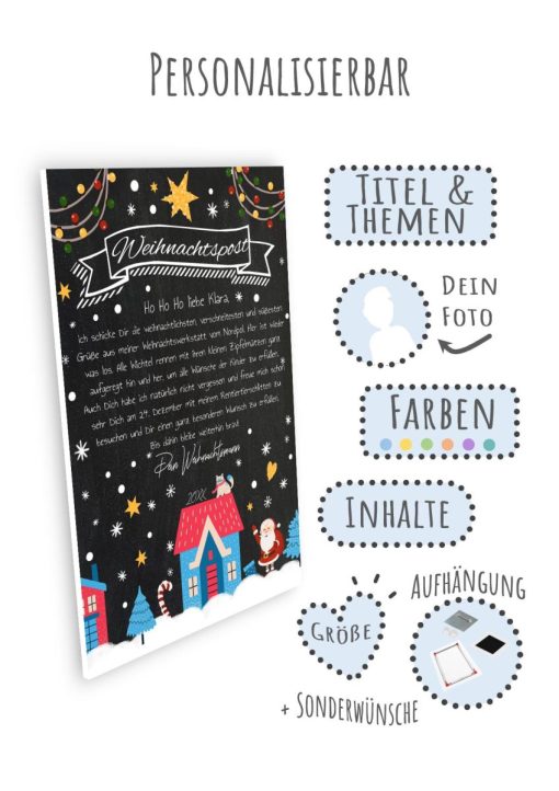Brief Vom Weihnachtsmann Vorlage Post Zum Ausdrucken Personalisiert Meilensteintafel Chalkboard Blaue Weihnachten 3d4