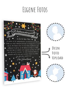 Brief Vom Weihnachtsmann Vorlage Post Zum Ausdrucken Personalisiert Meilensteintafel Chalkboard Blaue Weihnachten 3d6