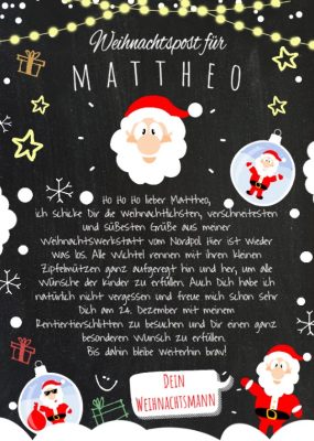 Brief Vom Weihnachtsmann Vorlage Post Zum Ausdrucken Personalisiert Meilensteintafel Chalkboard Diy Weihnachten No.2