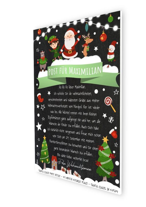 Brief Vom Weihnachtsmann Vorlage Post Zum Ausdrucken Personalisiert Meilensteintafel Chalkboard Weihnachtsparade Grün 3d2
