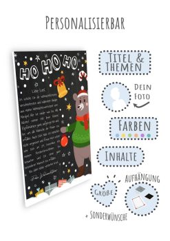 Brief Vom Weihnachtsmann Vorlage Post Zum Ausdrucken Personalisierbar Meilensteintafel Chalkboard Weihnachtsbär 3d4