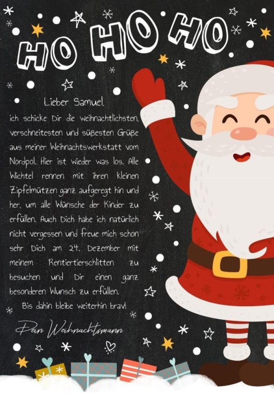 Brief Vom Weihnachtsmann Vorlage Post Zum Ausdrucken Personalisierbar Meilensteintafel Chalkboard Weihnachtsmann 768x1086