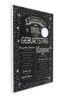 Meilensteintafel Chalkboard 50. Geburtstag Geschenk Personalisiert Geburtstagstafel Frau Mann Chalkline Foto 3d3