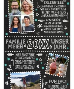 Meilensteintafel Chalkboard Familien Jahresrückblick Personalisierbar Geschenk Weihnachten Happy Family Year 2 1