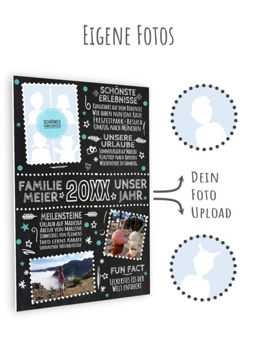 Meilensteintafel Chalkboard Familien Jahresrückblick Personalisierbar Geschenk Weihnachten Happy Family Year 3d6