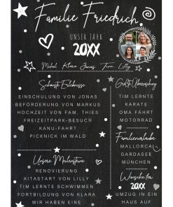 Meilensteintafel Chalkboard Familien Jahresrückblick Personalisiert Geschenk Weihnachten Eleganz 2 1