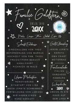 Meilensteintafel Chalkboard Familien Jahresrückblick Personalisiert Geschenk Weihnachten Eleganz