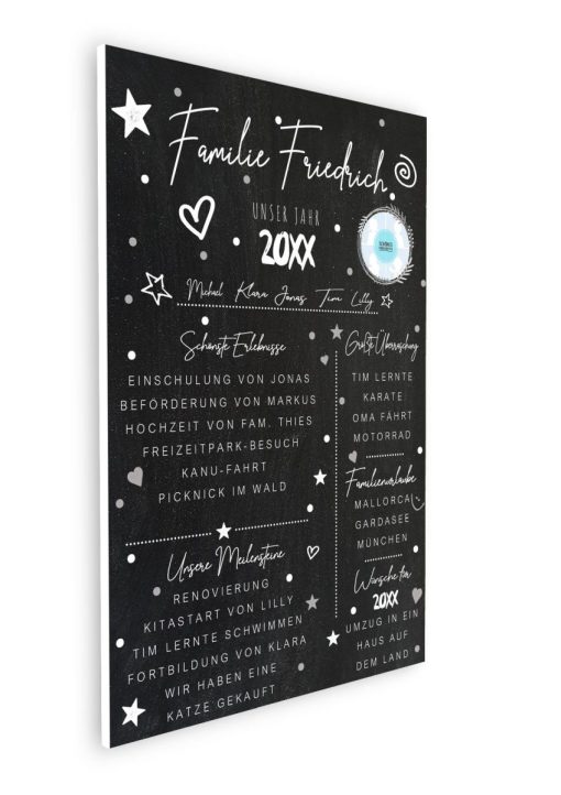 Meilensteintafel Chalkboard Familien Jahresrückblick Personalisiert Geschenk Weihnachten Eleganz 3d3