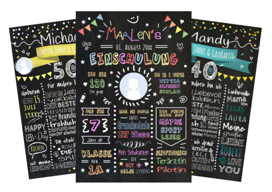 Meilensteintafel Chalkboard Geschenk Personalisiert Vorlage 2
