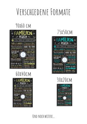 Meilensteintafel Familienregeln Hausregeln Chalkboard Geschenk Personalisiert Türkis 3d7