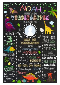 Meilensteintafel Geschenk Zum Kindergartenstart Dinosaurier Junge Mädchen Personalisiert Chalkboard