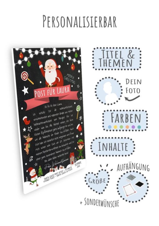 Personalisierter Brief Vom Weihnachtsmann Post Vorlage Zum Ausdrucken Chalkboard Meilensteintafel Weihnachten 3d4