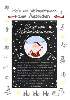 Brief Vom Weihnachtsmann Post Personalisierbar Vorlage Zum Ausdrucken Chalkboard Meilensteintafel Weihnachten 0