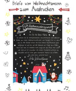 Brief Vom Weihnachtsmann Vorlage Post Zum Ausdrucken Personalisiert Meilensteintafel Chalkboard Blaue Weihnachten 0