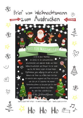 Brief Vom Weihnachtsmann Vorlage Post Zum Ausdrucken Personalisiert Meilensteintafel Chalkboard Weihnachtsparade 0