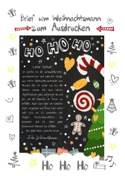Brief Vom Weihnachtsmann Vorlage Post Zum Ausdrucken Personalisierbar Meilensteintafel Chalkboard Candy 0