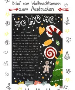 Brief Vom Weihnachtsmann Vorlage Post Zum Ausdrucken Personalisierbar Meilensteintafel Chalkboard Candy 0