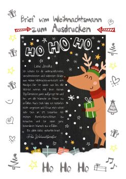 Brief Vom Weihnachtsmann Vorlage Post Zum Ausdrucken Personalisierbar Meilensteintafel Chalkboard Rentier 0