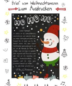 Brief Vom Weihnachtsmann Vorlage Post Zum Ausdrucken Personalisierbar Meilensteintafel Chalkboard Schneemann 0