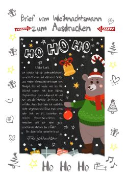Brief Vom Weihnachtsmann Vorlage Post Zum Ausdrucken Personalisierbar Meilensteintafel Chalkboard Weihnachtsbär 0