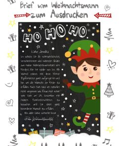 Brief Vom Weihnachtsmann Vorlage Post Zum Ausdrucken Personalisierbar Meilensteintafel Chalkboard Wichtel