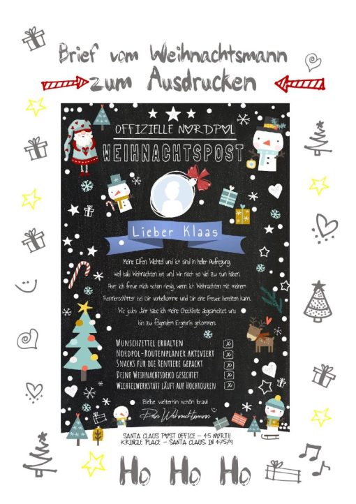 Meilensteintafel Brief Vom Weihnachtsmann Post Personalisiert Chalkboard Checkliste Schneespaß Vorlage Zum Ausdrucken