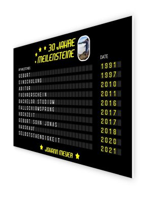 Meilensteintafel Chalkboard Geschenk 30. Geburtstag Departure Board Flughafen Abflugtafel Personalisiert Simple Q04