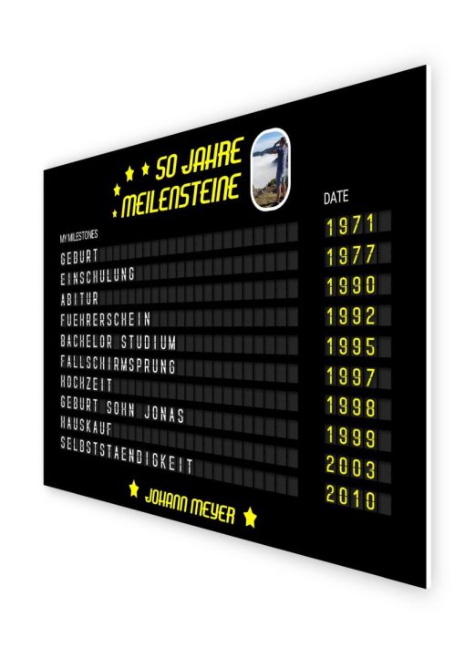 Meilensteintafel Chalkboard Geschenk 50. Geburtstag Departure Board Flughafen Abflugtafel Personalisiert Simple Q04