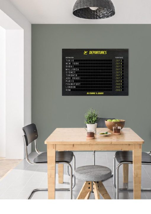 Meilensteintafel Departure Board Flughafen Abflugtafel Personalisiert Weltenbummler Geschenk Chalkboard